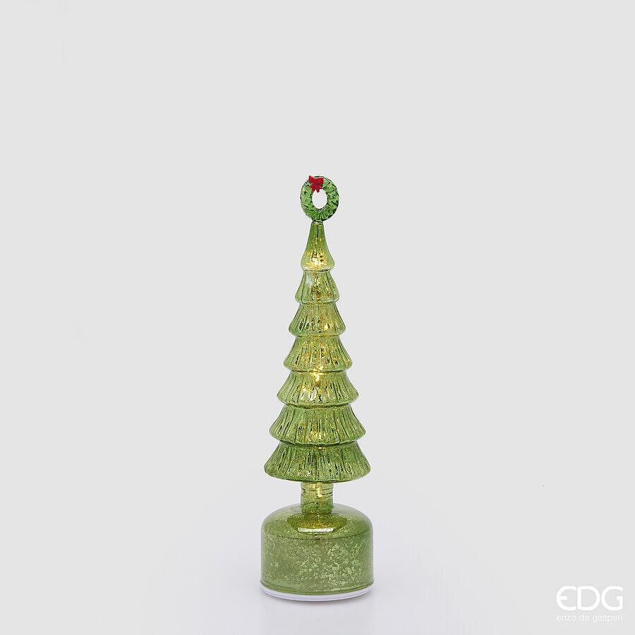 EDG Enzo De Gasperi Pino Twist Green mit MicroLED und Bewegung H32 Ø9 cm – Weihnachtsdekoration
