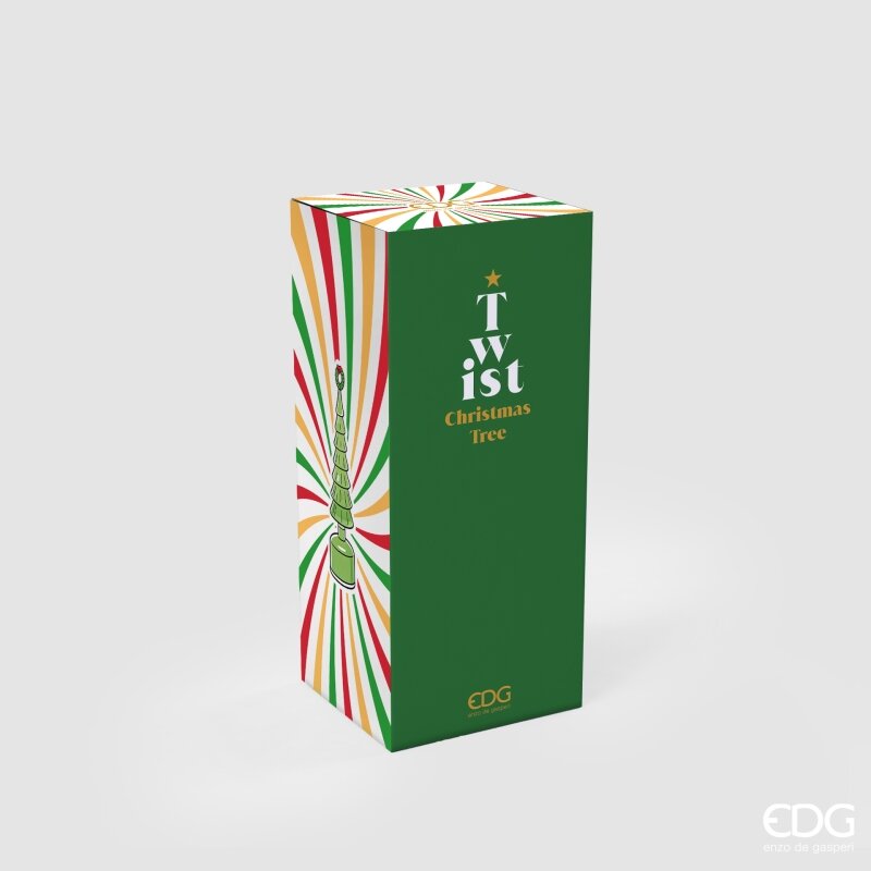 EDG Enzo De Gasperi Pino Twist Green mit MicroLED und Bewegung H32 Ø9 cm – Weihnachtsdekoration