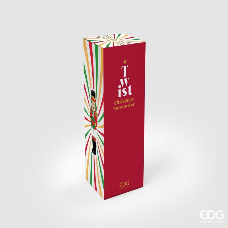 EDG Enzo De Gasperi Soldatino Twist Green Red mit MicroLED und Bewegung H36 Ø9 cm – Weihnachtsdekoration
