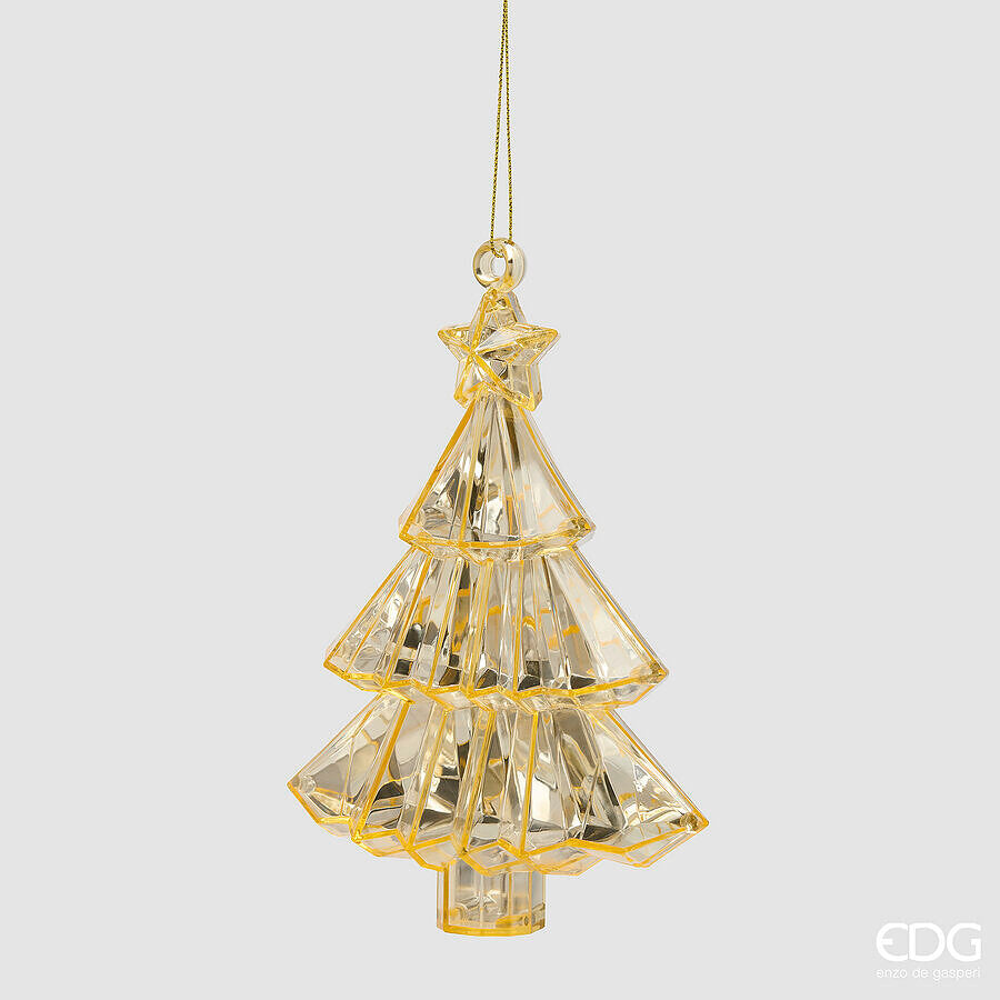 EDG Enzo De Gasperi Diamant-Deko Kiefer zum Aufhängen Champagne 17x13x6 cm – Weihnachtsschmuck