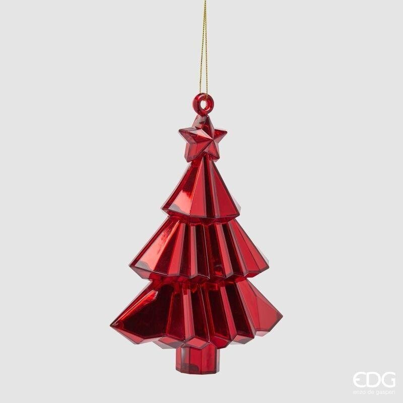 EDG Enzo De Gasperi Diamant-Deko Kiefernzweig zum Aufhängen Rot 17x13x6 cm – Weihnachtsdekoration