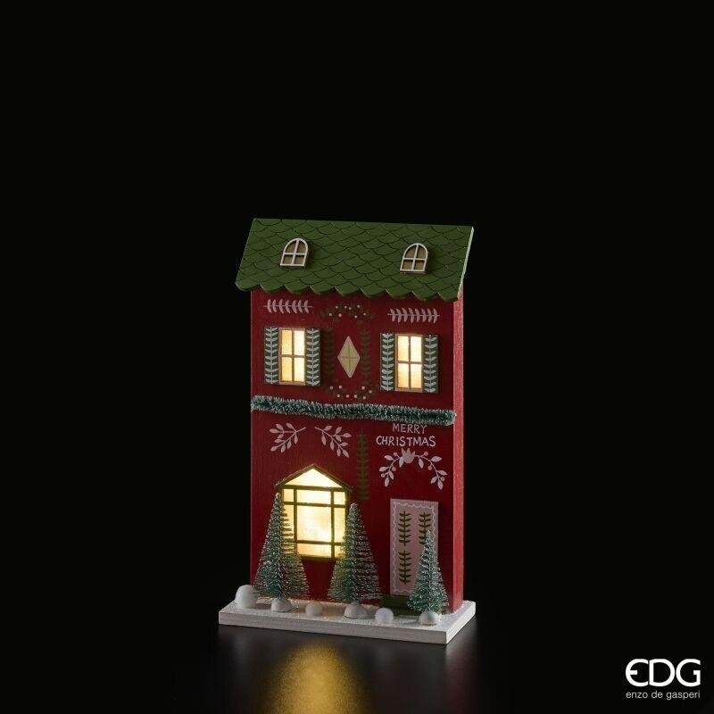 EDG Enzo De Gasperi Diorama Casetta Natalizia LED H27,5x16,5x7,5 cm Rosso Mix – Decorazione di Natale