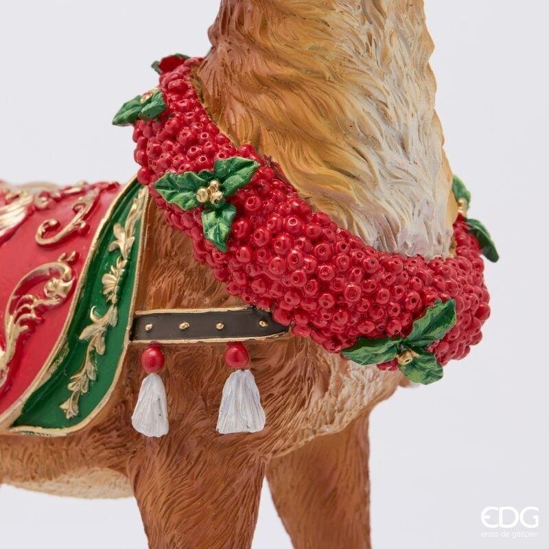 EDG Enzo De Gasperi Renna Natalizia con Ghirlanda H44x32x14,5 cm Nocciola – Decorazione di Natale