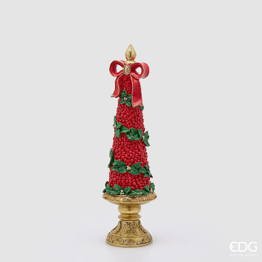 EDG Enzo De Gasperi Weihnachtskiefer mit Schleife H48 cm Grün Rot – Weihnachtsdekoration