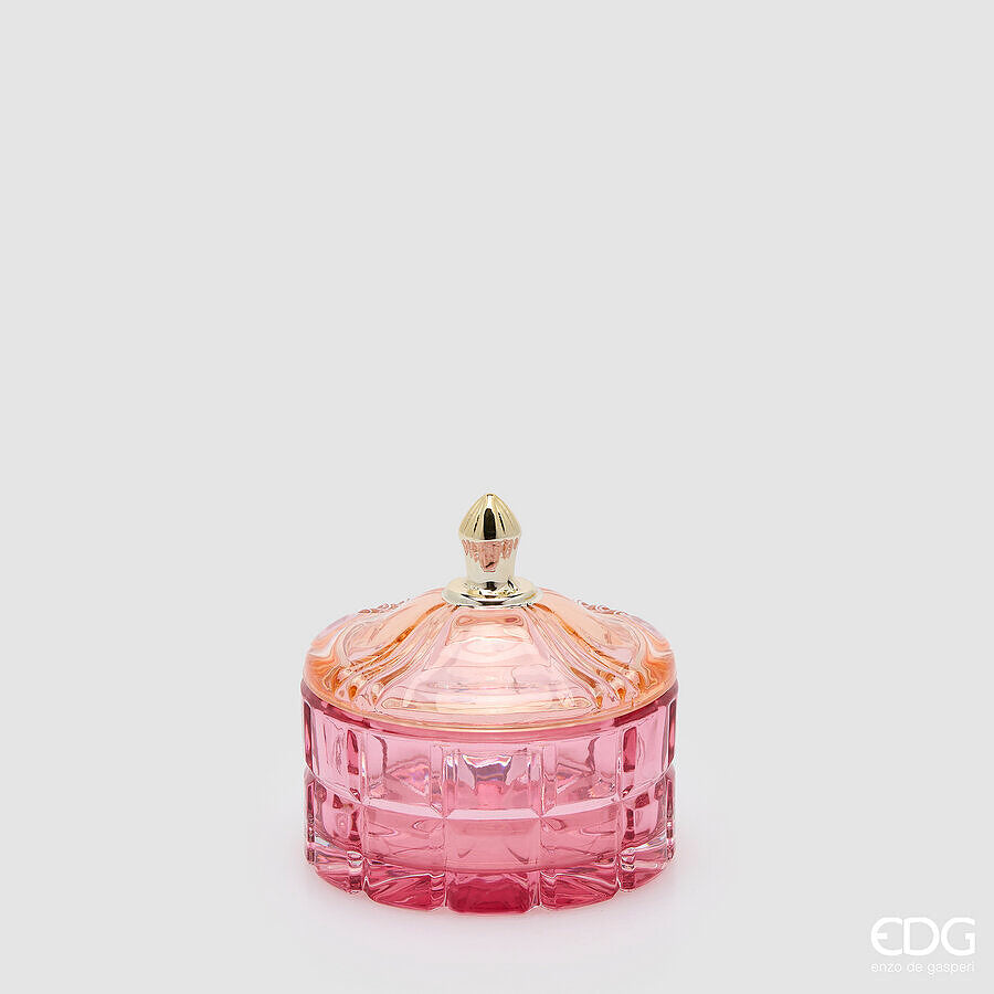 EDG Enzo De Gasperi Contenitore Decorativo Rotondo H10,5 Ø10,5 cm Rosa – Complemento d’Arredo