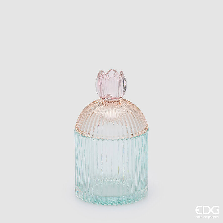 EDG Enzo De Gasperi Dekorativer Behälter Streifen Pink Mix H18,5 Ø10,5 cm – Weihnachtsdekoration