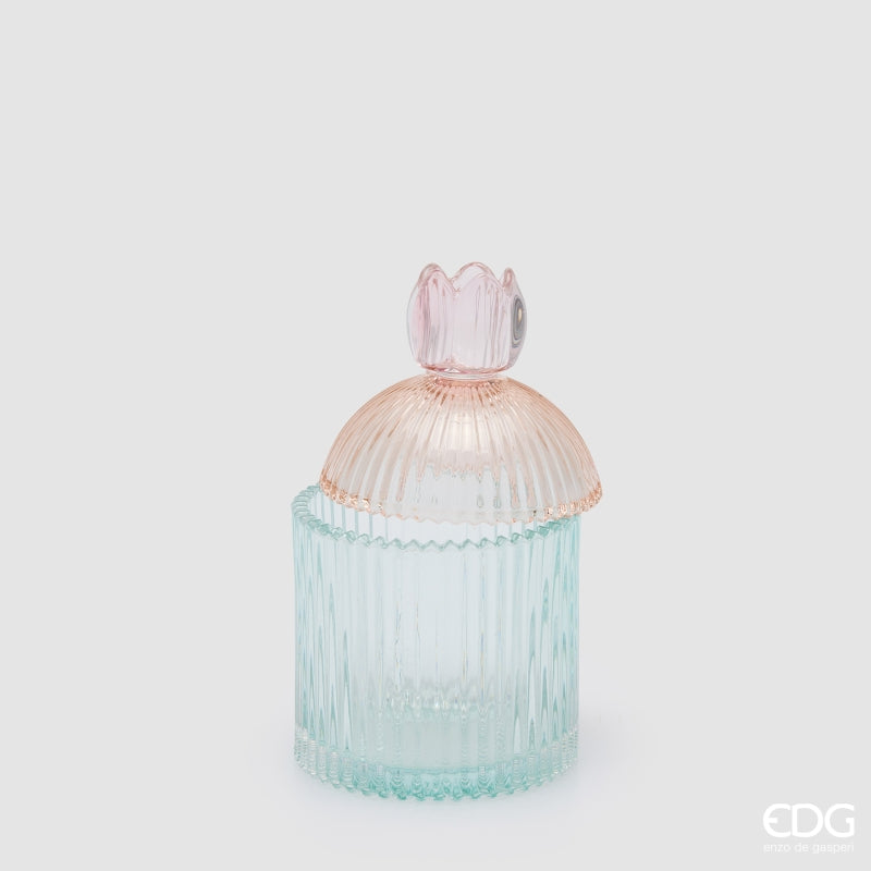 EDG Enzo De Gasperi Dekorativer Behälter Streifen Pink Mix H18,5 Ø10,5 cm – Weihnachtsdekoration