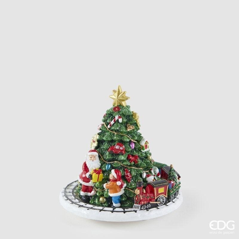 EDG Enzo De Gasperi Weihnachtskarussell Zug mit Kiefer H17 Ø15,5 cm Grün – Weihnachtsdekoration