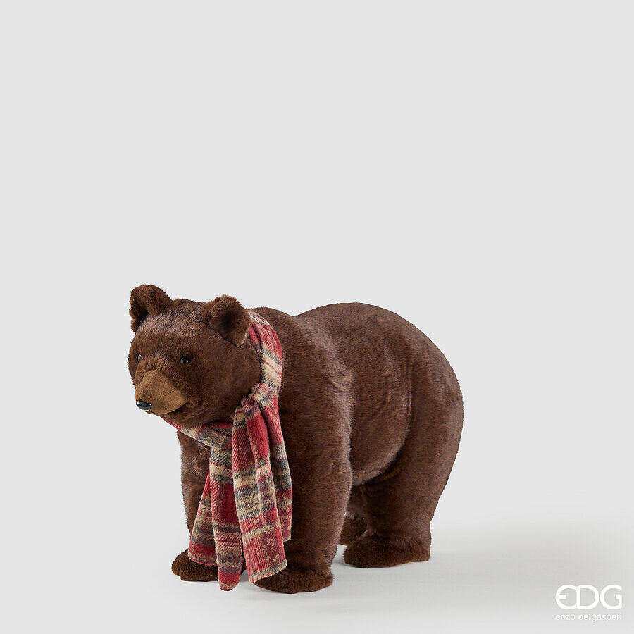 EDG Enzo De Gasperi Orso Natalizio H37x58x23 cm Marrone – Decorazione di Natale