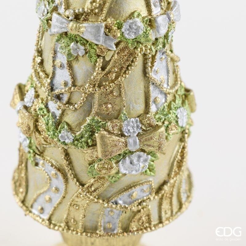 EDG Enzo De Gasperi Pino Decoglitter Silver Gold H47 Ø13 cm – Weihnachtsdekoration