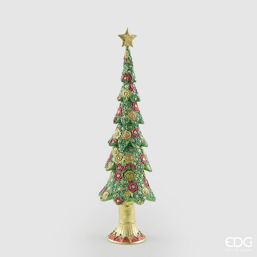 EDG Enzo De Gasperi Pino Decoglitter Green Red H47 Ø14 cm – Weihnachtsdekoration