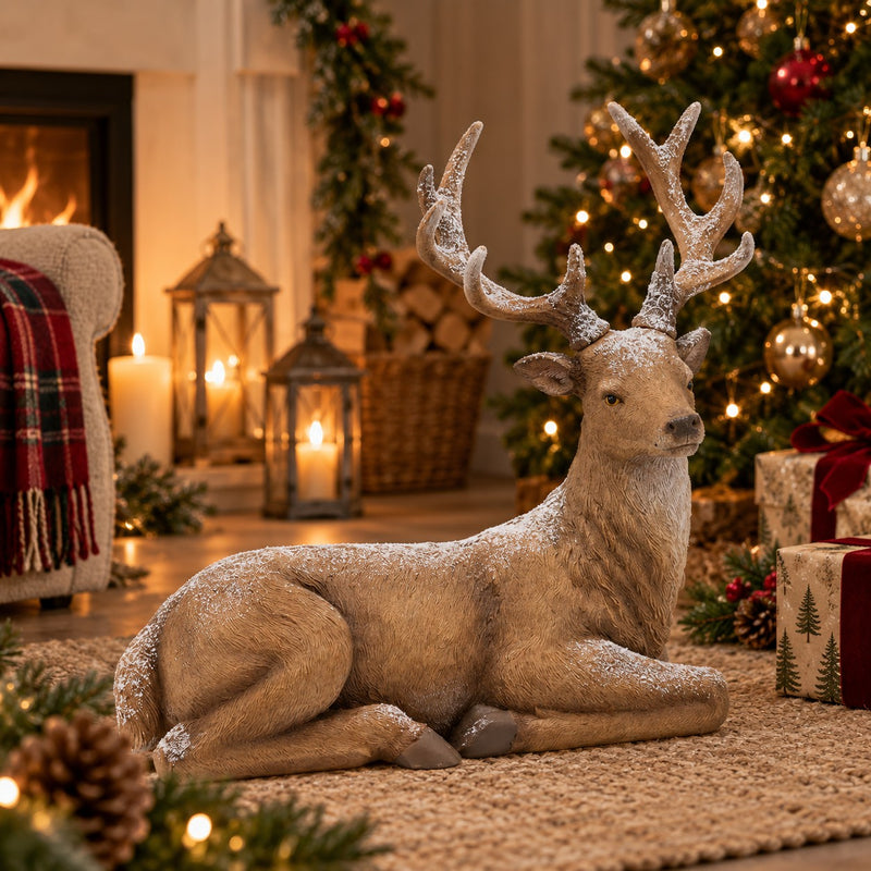 EDG Enzo De Gasperi Renna Natalizia Stesa H36x42x18 cm Marrone – Decorazione di Natale