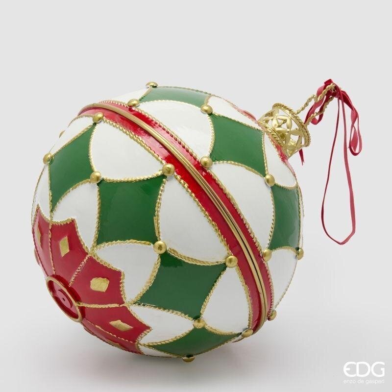EDG Enzo De Gasperi Palla di Natale Decorativa Xmas Ø40 cm Verde Rosso – Addobbo Natalizio