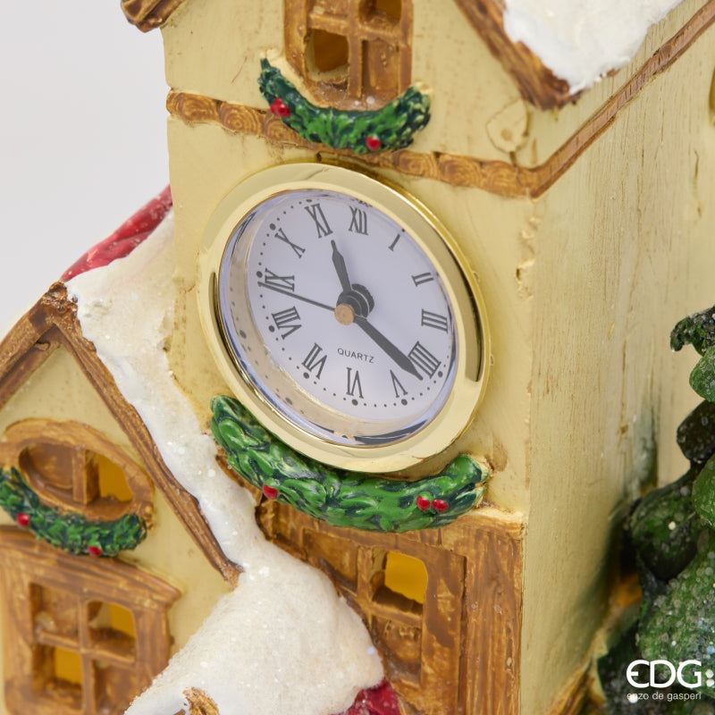 EDG Enzo De Gasperi Decoro Casa Kuckucksuhr mit LED Braun 26x17xH28 cm – Weihnachtsdekoration