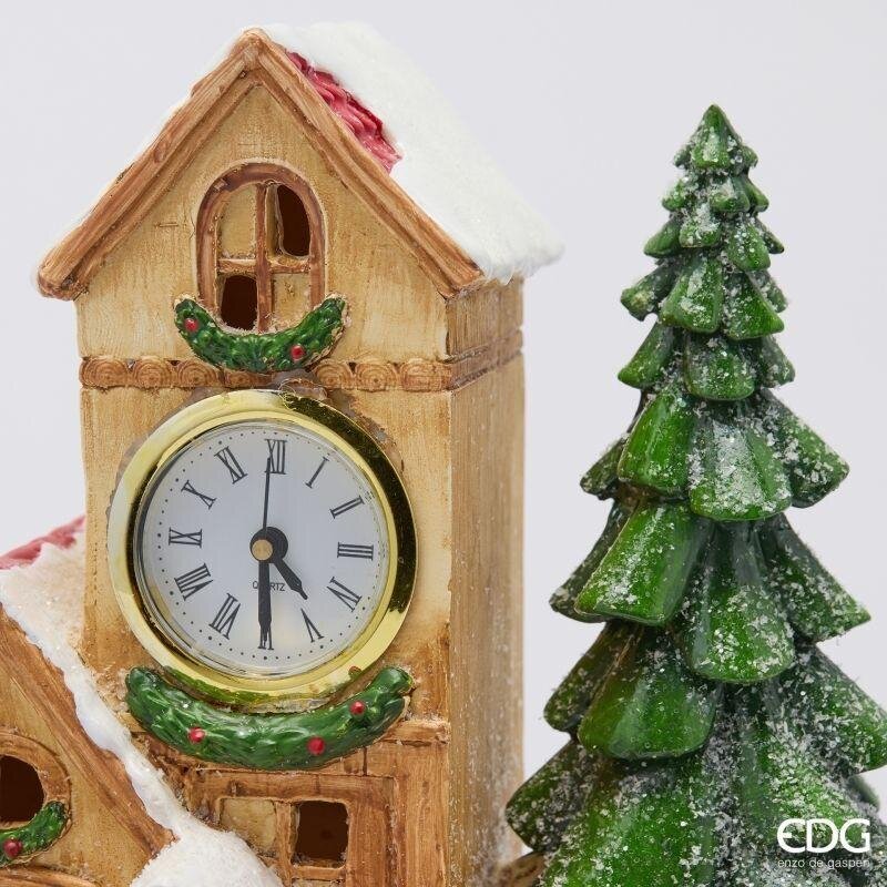 EDG Enzo De Gasperi Decoro Casa Kuckucksuhr mit LED Braun 26x17xH28 cm – Weihnachtsdekoration