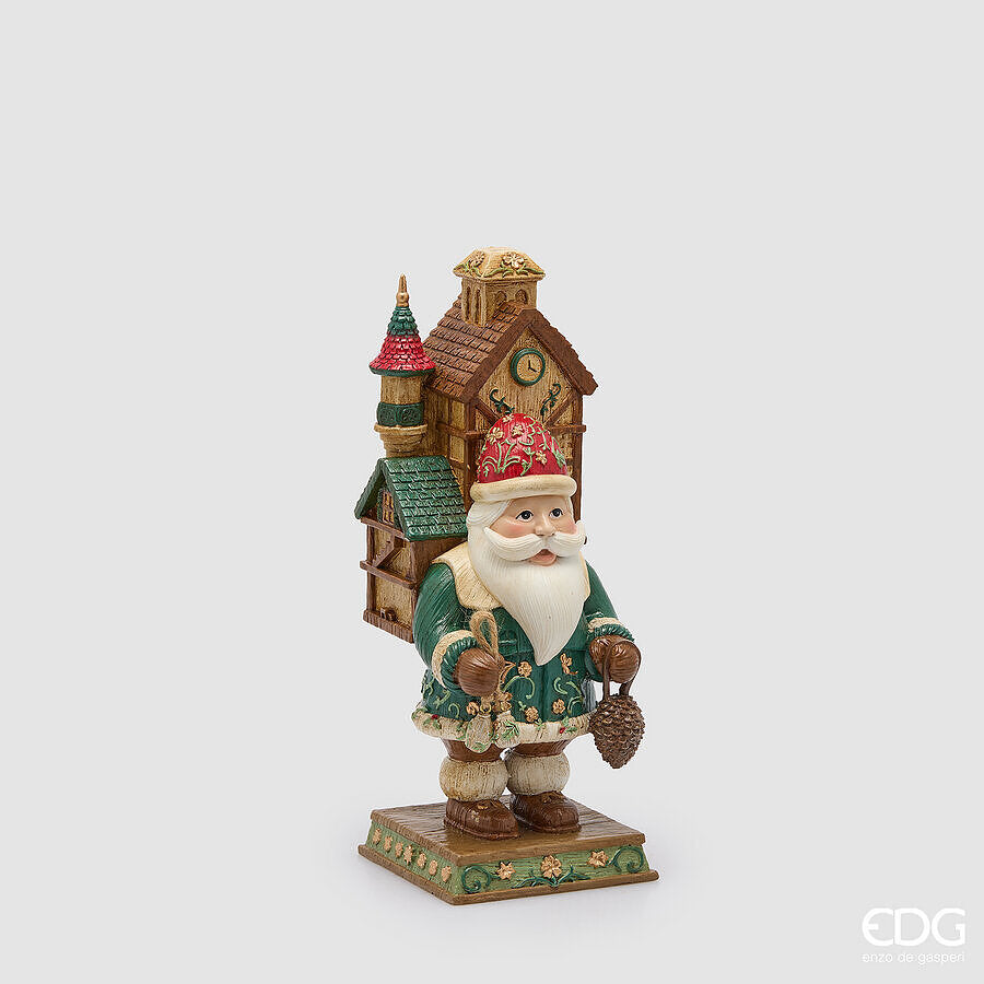 EDG Enzo De Gasperi Babbo Natale con Casetta H30x11x13 cm Multicolor – Decorazione di Natale