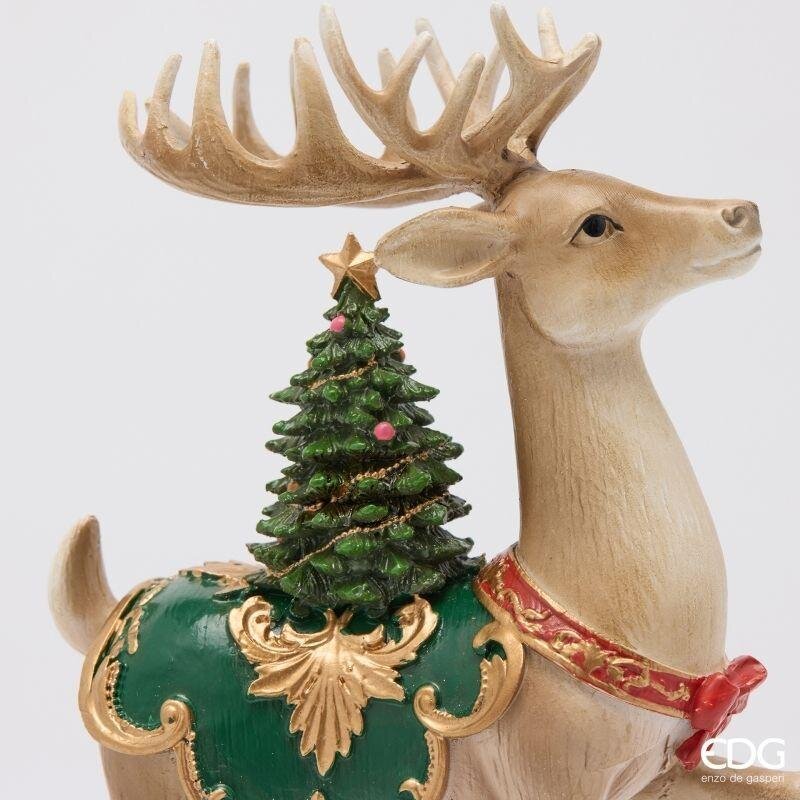 EDG Enzo De Gasperi Renna Natalizia con Pino H25 cm Multicolor – Decorazione di Natale