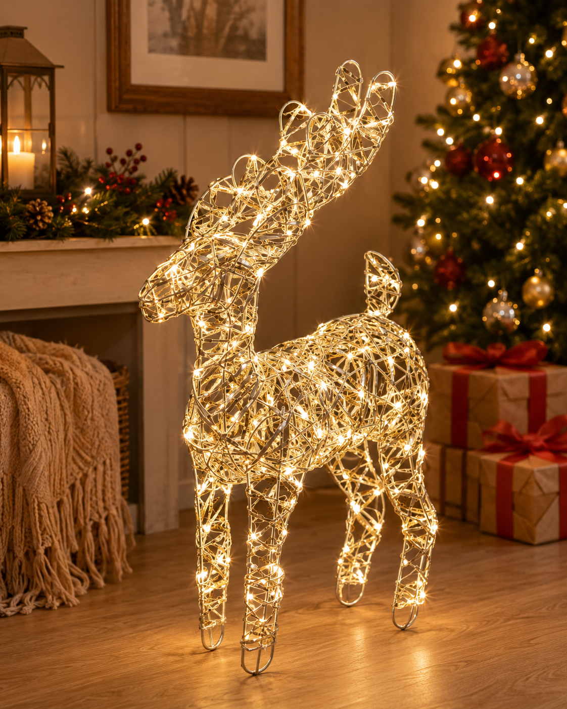 EDG Enzo De Gasperi Dekoration Rentier Weihnachten Led Geflecht 40 MicroLed H 37 Cm L 25 Cm L 12 Cm IP20 Gold
