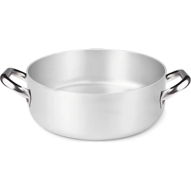 AGNELLI Niedrige Aluminium-Kasserole mit Induktionsboden 2 Griffe Ø 32 cm