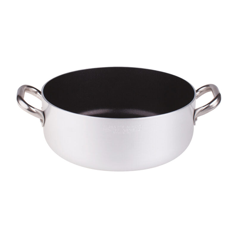 AGNELLI Flache Kasserolle mit Antihaftbeschichtung und 2 Edelstahl-Griffen Ø 36 cm