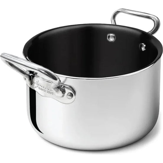 AGNELLI Hochstieliger Topf Aluminium-Edelstahl 2ply Antihaftbeschichtet mit 2 Henkeln Ø 16cm