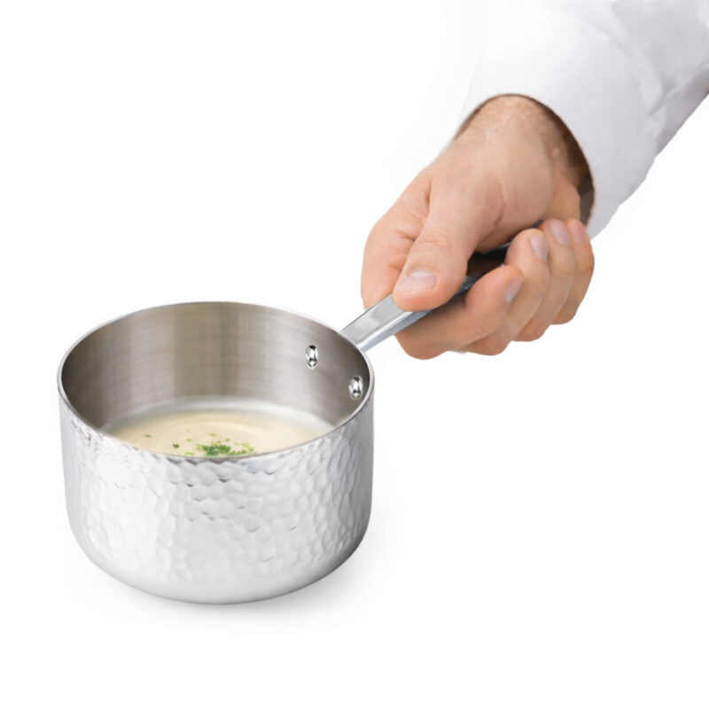 AGNELLI Hocheintopf Martellato Aluinox 3 Ply 16x12 cm mit 1 Edelstahlgriff