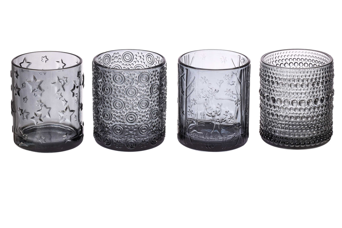ARPIMEX Kerzenhalter Weihnachten D 8,8 cm H 10 cm Ass. Glas Grau 1 St.