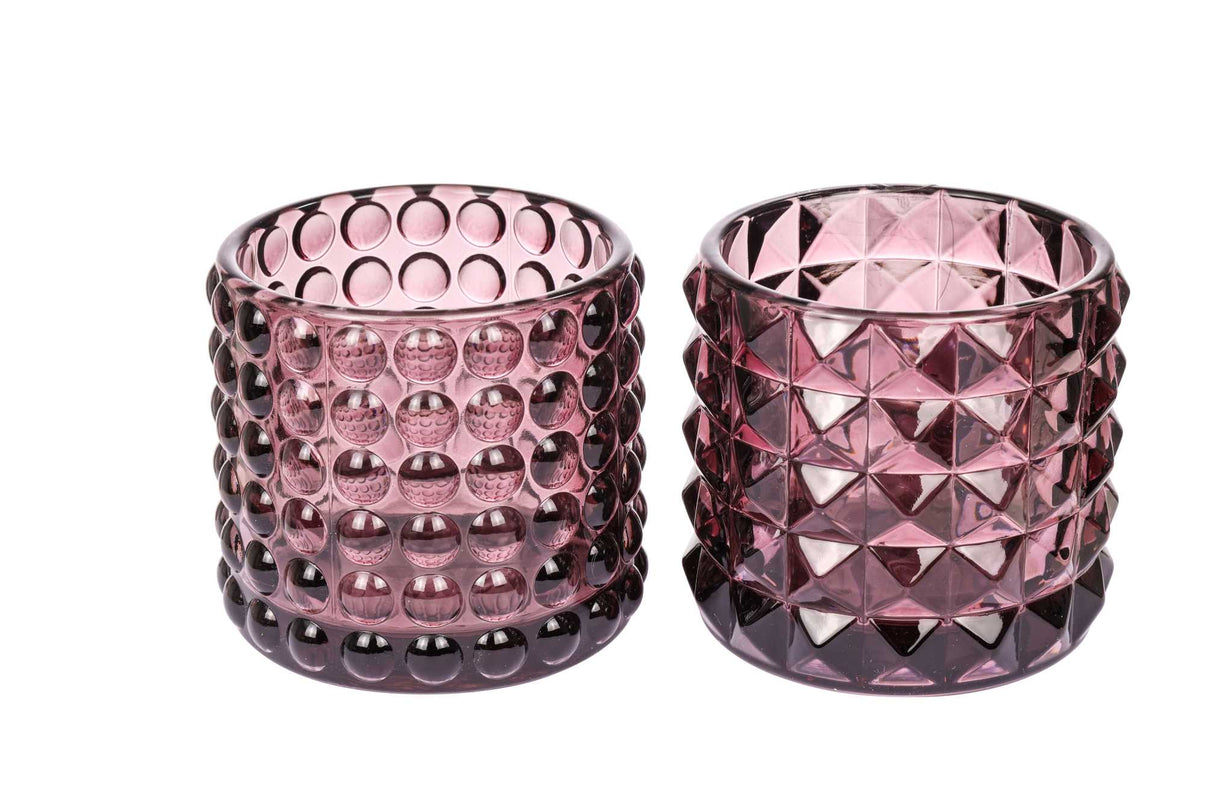 ARPIMEX Glaskerzenglas D 9,5 Cm H 8,5 Cm Mix 2 Stk Pink