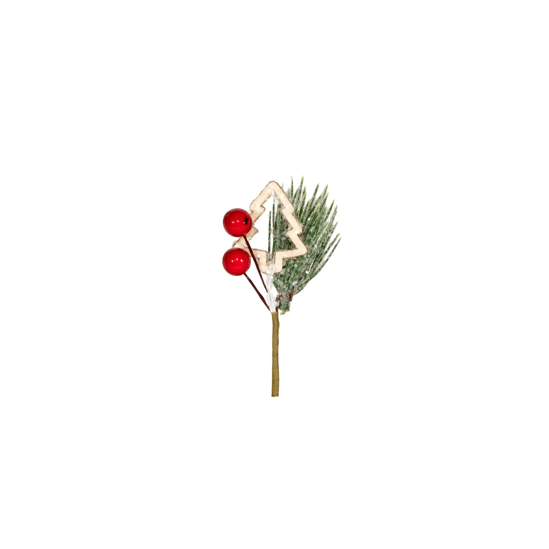 Piovaccari Weihnachts-Pick mit Baum und Beeren H10 cm – Dekorativer Zweig für Weihnachtsbaum, Girlanden, Tischdeko und weihnachtliche Gestecke
