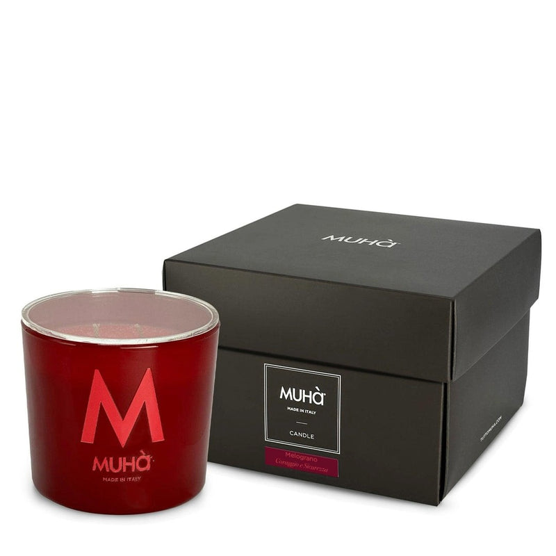 Muhà Candela Profumata Melograno 500 g Ø10,5xH11,9 cm – Candela Aromatica Decorativa per la Casa e Idea Regalo
