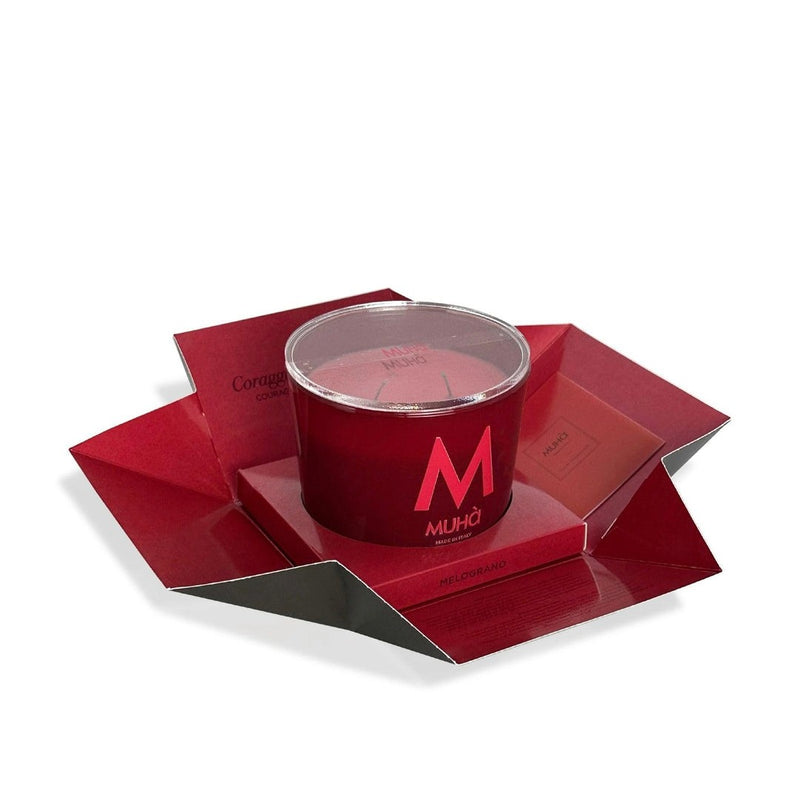 Muhà Candela Profumata Melograno 500 g Ø10,5xH11,9 cm – Candela Aromatica Decorativa per la Casa e Idea Regalo
