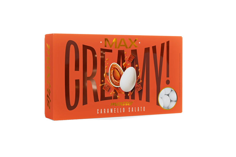 Maxtris Confetti Creamy Max Caramello Salato Bianchi 1 kg – Confetti Golosi al Gusto Caramello Salato per Matrimoni, Cerimonie, Feste e Confettate