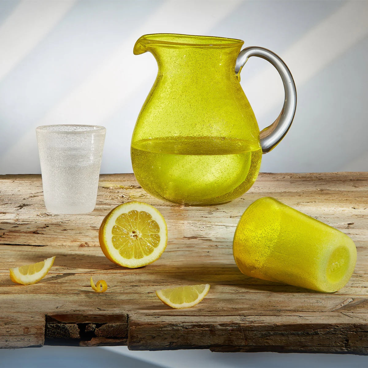 Zani Serafino Wasserglas Memento Yellow Transparent 30cl aus Glaspaste
