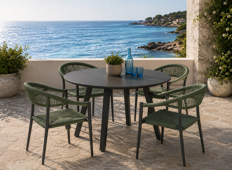 Moia Greenwood Tisch Rund Alberese Aluminium Anthrazit Ø 120 cm