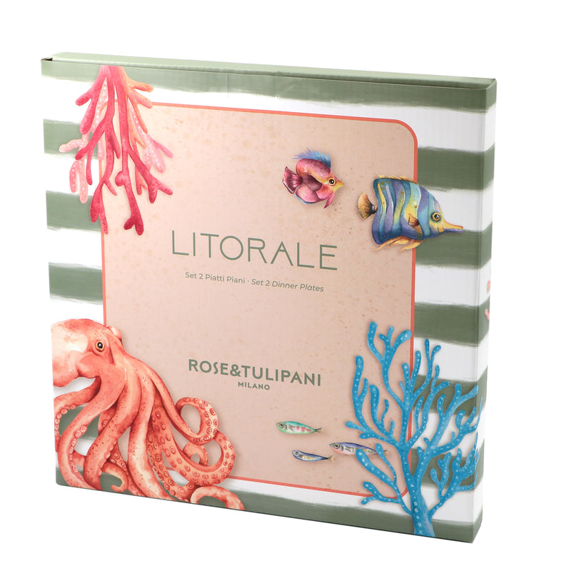 ROSE & TULIPANI Litorale Set 2 Flache Teller Ø 27 cm Koralle Alice Melamin