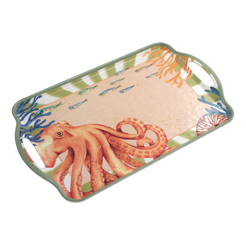 ROSE & TULIPANI Küstenland Tablett mit Griffen Oktopus Melamin