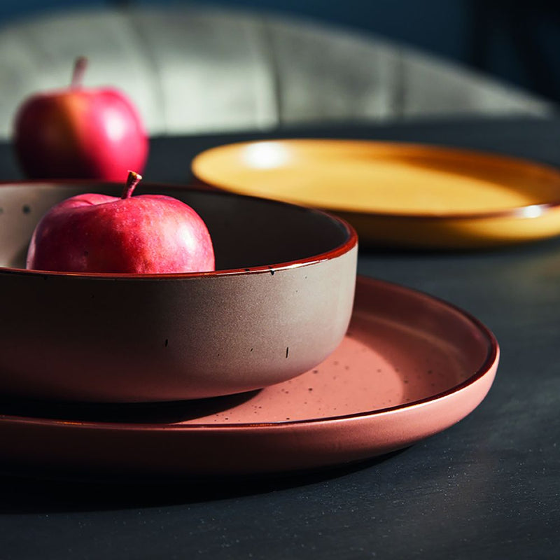 Tognana Urban Bruges Piatto Fondo in Stoneware Rosso Terra Ø18,5xH5,5 cm – Piatto Elegante in Gres per la Tavola