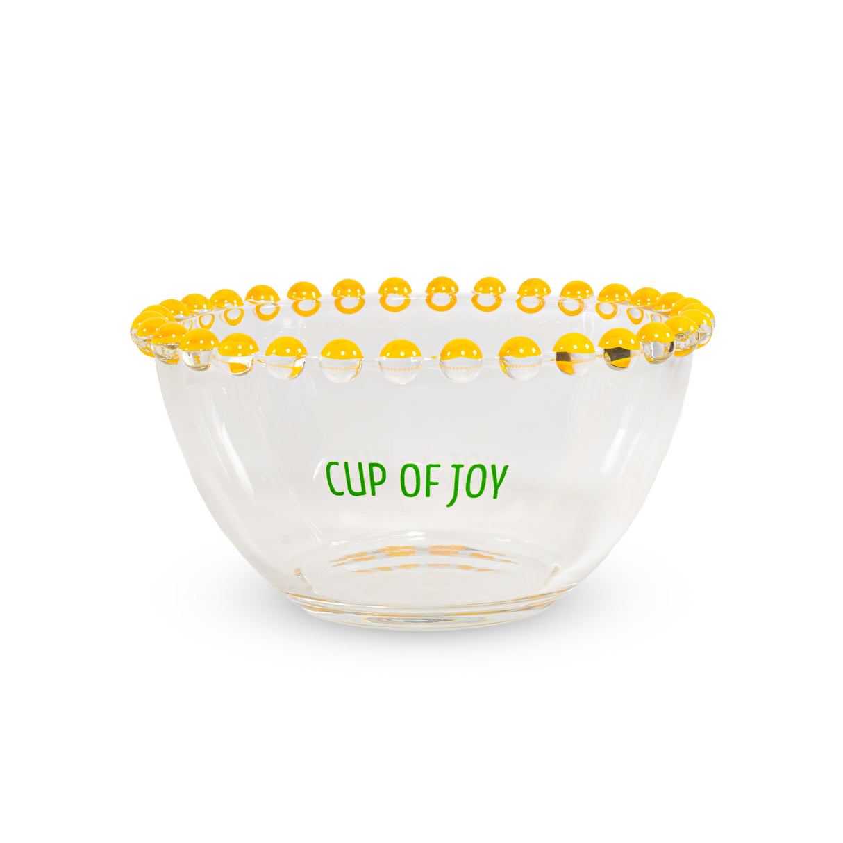 WD LifeStyle Set 2 Schüsseln 500 ml aus Glas Dekoration "Cup of joy" und "Cup of peace" Gelb Grün
