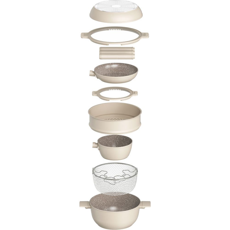 Tognana Batteria di Pentole 11 Pezzi Modulo Champagne in Alluminio Beige – Set Pentole e Casseruole per la Cucina