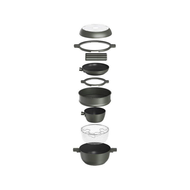 Tognana Batteria di Pentole 11 Pezzi Modulo Military Green in Alluminio Beige – Set Pentole e Casseruole per la Cucina