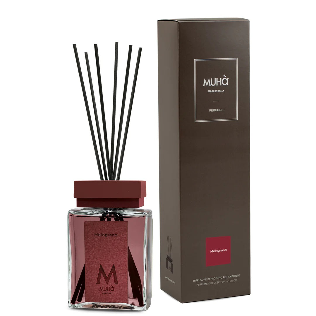 Muhà Luxe Perfume Diffusor Raumduft mit Stäbchen Granatapfel 200 ml