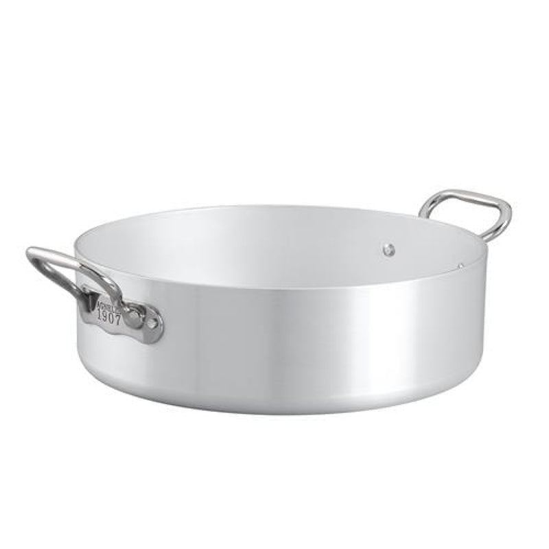 AGNELLI Flache Kasserolle Aluminium Induktionsboden 2 Griffe D 28 cm