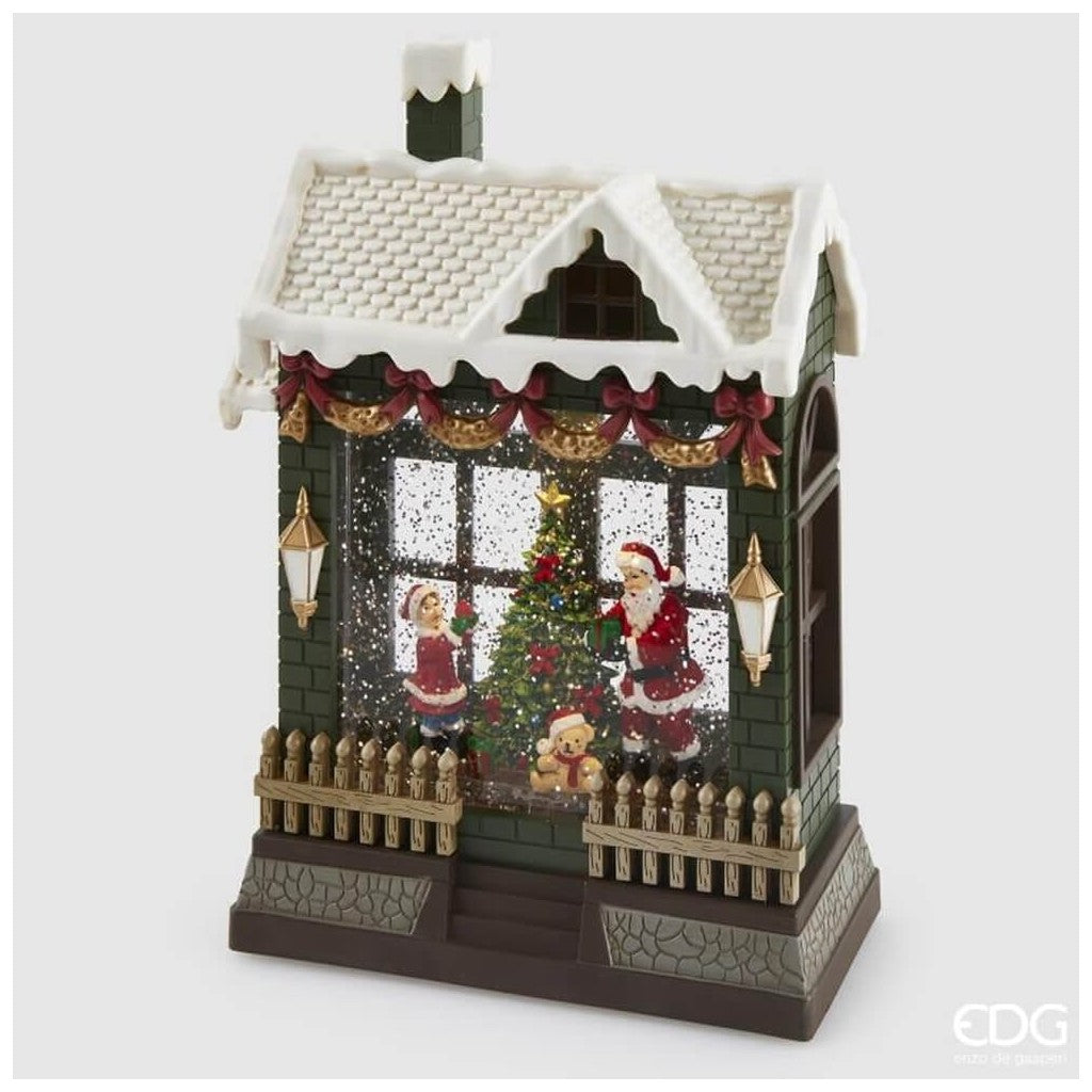 EDG Enzo De Gasperi Diorama Weihnachtshäuschen LED H26 cm mit Musik und Bewegung – Weihnachtsdekoration