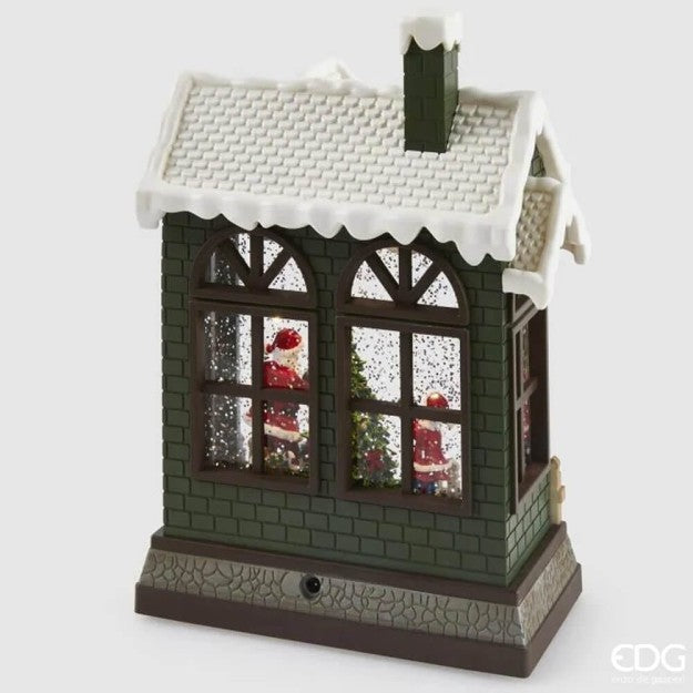 EDG Enzo De Gasperi Diorama Weihnachtshäuschen LED H26 cm mit Musik und Bewegung – Weihnachtsdekoration
