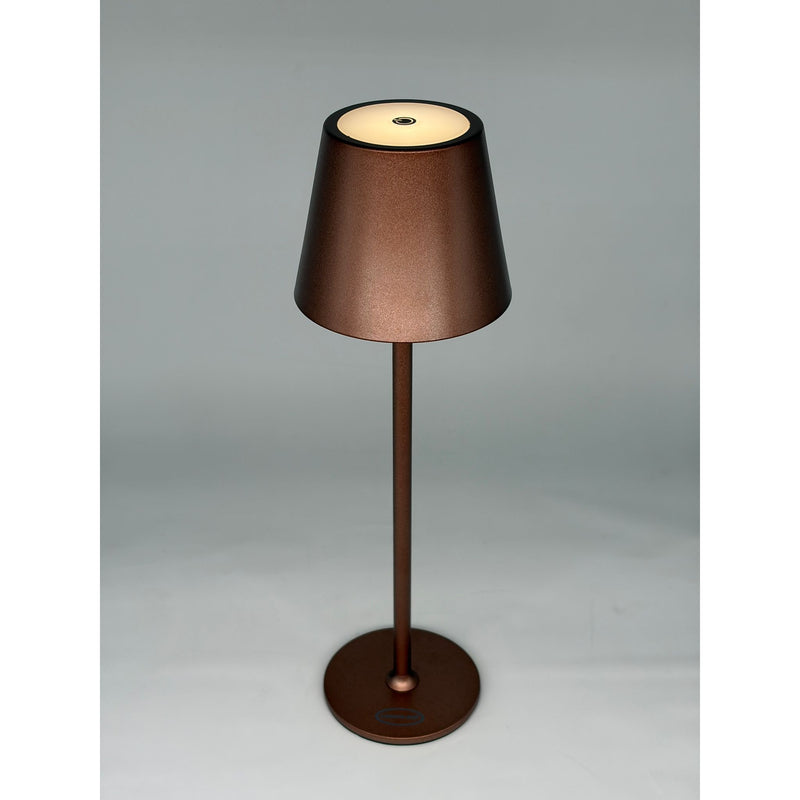 L'Arcolaio LED Lampe Touch Aufladbar H 38 cm 10 x 10 cm IP54 Round Pro Bronzebraun