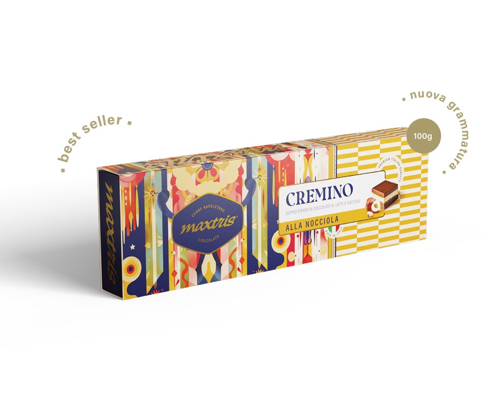 Maxtris Cremino Nocciola Astuccio 100 g – Cioccolatini Cremini alla Nocciola e Cioccolato al Latte per Feste Natale e Idee Regalo