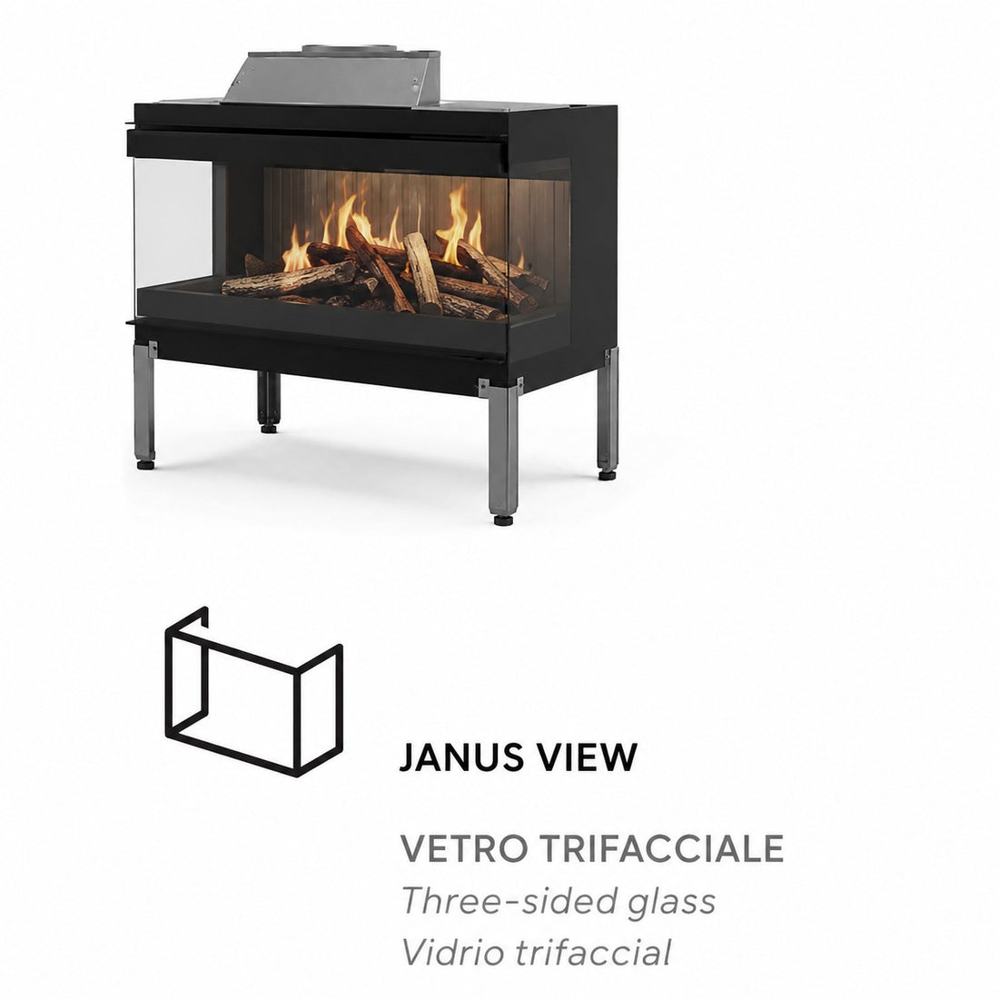 Nobis Camino Elettrico Janus 90 Senza Ventilazione a LED 4K Fiamma Olografica