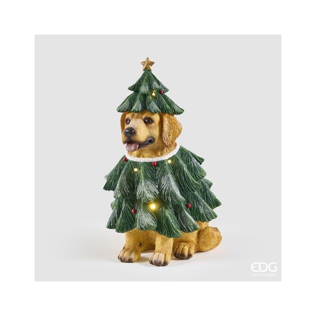 EDG Enzo De Gasperi Hund mit Kiefernzweigen LED H57x36x34 cm Grünmix – Leuchtende Weihnachtsdekoration