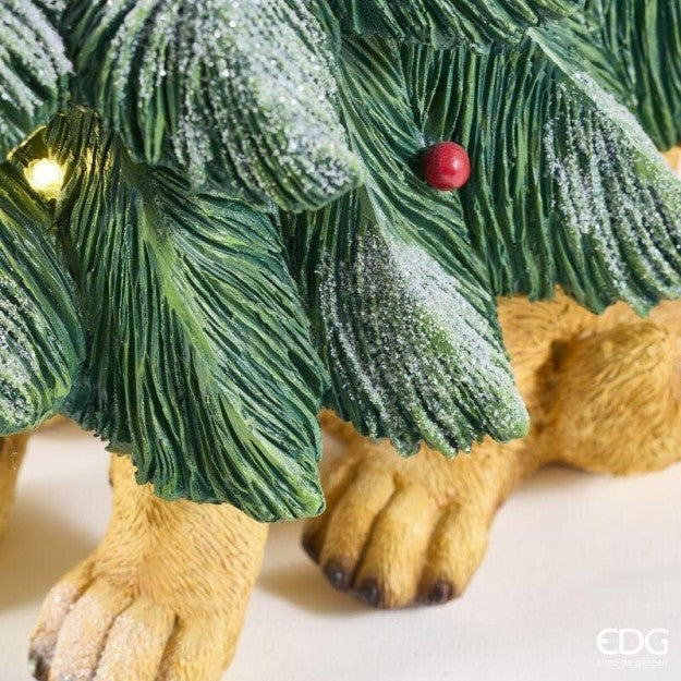 EDG Enzo De Gasperi Hund mit Kiefernzweigen LED H57x36x34 cm Grünmix – Leuchtende Weihnachtsdekoration