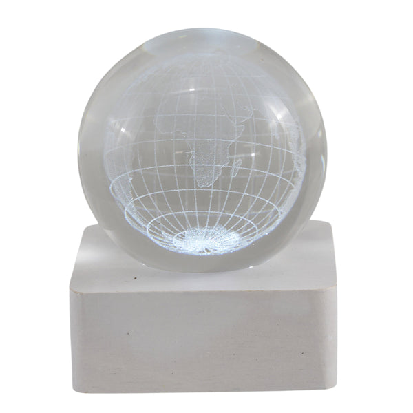 L'Arcolaio Lampada Decorativa Mondo con Base Quadrata Bianca 6x6x8 cm – Elegante Idea Regalo e Decorazione per Casa